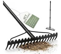 Pelle & Sol 4FT Metal Bow Rake with 17 Tines for Garden Maintenance in Black Pelle & Sol Black