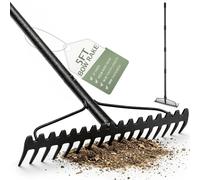 Pelle & Sol 5FT Metal Bow Rake with 17 Tines for Garden Maintenance in Black Pelle & Sol Black