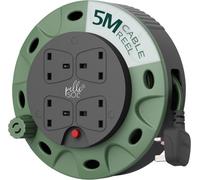 Pelle & Sol 5M Cable Reel Extension Lead - 4 Socket Heavy-Duty Power Cable For Home, Garden, And Workshop