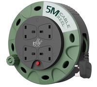 Pelle & Sol 5m Extension Lead Cable Reel with 4 Sockets - Heavy Duty 3120W Power Extension Cable with Overheat Protection for Home, Garden, DIY & Workshop Use