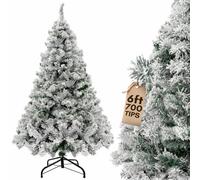 Pelle & Sol 6ft Artificial Snow-Tipped Flocked Christmas Tree with Metal Stand in White | Size: 4ft Pelle & Sol White 4ft