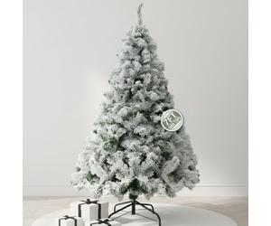Pelle & Sol 7ft Snow Tipped, Flocked Christmas Tree with 1080 Snowy Tips - Artificial Xmas Decorations - Easy Assembly w/Metal Stand, Natural Look Frosted Christmas Tree