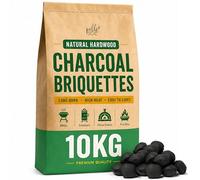 Pelle & Sol Charcoal BBQ Briquettes 10kg Pack - Long Burning BBQ Charcoal for Up to 3 Hours Heat, Fast Lighting in 20 Minutes, Low Ash Barbecue Fuel for Grilling, Smoking & Outdoor Cooking