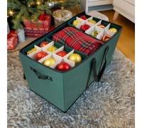 Pelle & Sol Christmas Bauble Storage Box 128-Ornament Capacity, Grey, Tear-Proof Fabric With Dividers For Tree Decorations