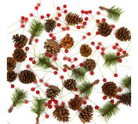 Pelle & Sol Christmas Crafts Set 130 Piece - Realistic Pine Cones And Berry Accessories - Diy Wreath Making Supplies - Ornaments