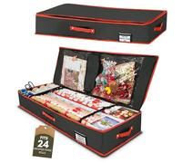 Pelle & Sol Christmas Wrapping Paper Storage Bag - Fits 24 Rolls, 600D Tear-Proof Organizer, Space-Saving Design, Ideal for Christmas and Holiday Wrapping Paper Storage and Organization - BLACK