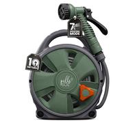 Pelle & Sol Garden Hose Reel 10M with 7 Mode Spray Gun, Wall Mounted Hose Pipe Reel, Kink Resistant Water Hose with Tap Connectors, Portable Garden Hose Pipe for Patio Car Wash & Outdoor Use