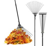Pelle & Sol Garden Rake 38-63 Inch Adjustable Lawn Grass Yard Clean Up in Black Pelle & Sol Black