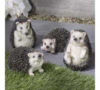 Pelle & Sol Hedgehog Garden Ornaments - Set Of 4 - Realistic Hand-Painted Polyresin Animal Statues - Weatherproof Outdoor Décor