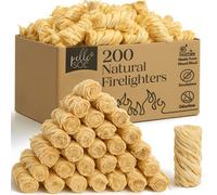 Pelle & Sol Natural Firelighters - 200 Pack - Long-Burning Odourless Fire Starters For Wood Burners Bbqs & Pizza Ovens