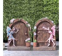 Pelle & Sol Set of 2 Fairy Door Home Garden Statue Ornament - Resin Outdoor Accessories, Fairy Figurines Statue for DIY Home Decoration