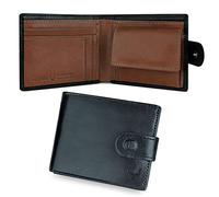 PELLE TORO All-in-One Handmade Mens Wallet with RFID Blocking, Coin Pocket, Fine Leather Card Wallet for Men with 8 Slots and Zip Section, in Wooden Mens Gift Box, Black & Brown