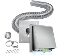 Pellet Stove Fresh Air Intake Kit, 2" Outside Cold Air Kit for Pellet Stove Pipe, Aluminum Flex Vent Pipe for Pellet Stove Corn with Wall Vent Cover