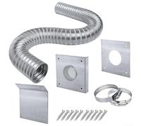 Pellet Stove Fresh Air Intakes Kit, Pellet Stove Air Vent Kit With Wall Panel Screen, 2" Diameter 60" Length, Aluminum Flexible Pipe
