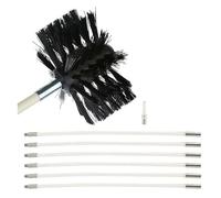 Pellet Stove Sweeping Set, Flexible Chimney Sweep Set with 9 Flexible Rods 410 mm, 1 Stove Pipe Brush 100 mm, Chimney Sweep Set for Chimney, Pipes, Dryer (6 Rods, 410 mm)