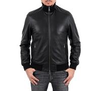 Pelletterie Borghese | Men's Black Leather Jacket | Leather Jacket | Leather Coat | Warm Lining | Motorcycle Jacket | Genuine Leather | Made in Italy | BOMBER N