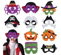 Pellinch Halloween Masks Children, Pack of 10 Halloween Felt Mask, Halloween Children's Cosplay Masks Set, Pumpkin Ghost Bat Vampire Witch Mask for Children's Birthday Halloween Fancy Dress Party