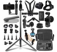 PellKing 30 in 1 Accessories Kit for OSMO Pocket 3 Xtra Muse,Including Hard Shell case,Magnetic mount,Desk base mount,Selfie Stick,Tripod,Chest Mount,Mobile Phone Holder,Screen Protector,Backpack Clip