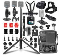 PellKing Accessories Kit for Gopro Max2,Included Carrying Case with Belt,135cm Selfie Stick Tripod,Suction Cup,Magnetic Mount,4 Pcs Body Strap Mount,Silicone Base,Mini Tripod and Others
