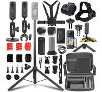 PellKing Accessories Kit for Insta360 X5,Included Carrying Case with Belt,2 Pcs Metal 1/4" Adapter,Handlebar Clamp,Magnetic Mount,43in Selfie Stick,Chest Strap,Head Strap,Backpack Mount