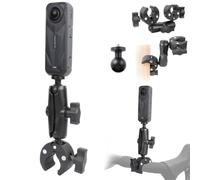 PellKing Camera Motorcycle Mount for Insta360 X6/X5/X4/X3/X2,Double Super Clamp Mount Umbrella clamp Holder for Monitor Bracket Magic Socket Arm with 1/4 Thread for Moto Bike Bicycle Handlebar
