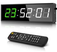 PELLOR Gym Clock, Gym Timer with Stopwatch Count Down/Up, Digital Wall Clock With Remote Control, Adjustable Brightness suitable for Home Garage And Outdoor Training