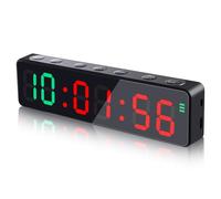 PELLOR Gym Timer Clock, Mini Portable Digital Workout Interval Timer, LED Digital Wall Clock, Stopwatch, Strong Magnet, Built-in Battery, Interval Training Gym Suitable for TABATA,EMOM