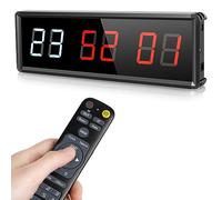 PELLOR Gym Timer, Gym Clock Stopwatch Count Down/Up, Digital Wall Clock With Remote Control, Adjustable Brightness, Training Timer for Home Garage Outdoor