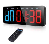 PELLOR Gym Timer, Large Digital Wall Clock, Interval Timer Clocks with Stopwatch,Countdown/Up,Adjustable Volume, Fitness Training Clock with Remote for TABATA, EMOM, FGB, Indoor and Outdoor