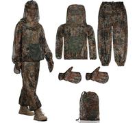PELLOR Mosquito Suit Camo Ghillie Suit Bug Protection Unisex 3Pcs Set