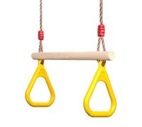 PELLOR Multifunction Children's Wooden Trapeze Swing With Plastic Gym Rings