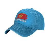 PELNYC Cool Blue Montenegro Flag Montenegrin Baseball Cap Patriotic Men Cotton Washed Denim Vintage Adult Unisex Hat