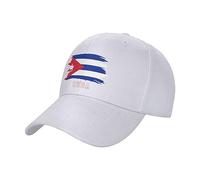 PELNYC Cuba Flag Cool Cuban Fans Baseball Cap Running Sport Travel Hat Adjustable Patriotic Unisex Caps White