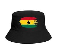 PELNYC Ghana Nation Flag Bucket Hat Fishing Fisherman Hats Casual Packable Travel Beach Cap Black