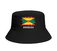PELNYC Grenada Flag Grenadian FansBucket Hat Fishing Fisherman Hats Casual Packable Travel Summer Beach Cap Black