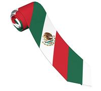 PELNYC Mexico Flag Mexican Necktie Patriotic Neck Ties Mens Party Formal Business Soft Skil Neckties