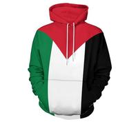 PELNYC Palestine Flag Cool Patriotic Hoodies Sweatshirt Drawstring Pullover with Pockets Outerwear Soccer Fans Hood Multicolor