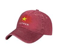 PELNYC Red Cool Vietnam Flag Vietnamese Baseball Cap Patriotic Men Vintage Cotton Washed Denim Adult Unisex Hats
