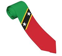 PELNYC Saint Kitts And Nevis Flag Necktie Patriotic Neck Ties Mens Party Formal Business Soft Skil Neckties