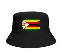 PELNYC Zimbabwe Nation Flag Bucket Hat Fishing Fisherman Hats Casual Packable Travel Beach Cap Black