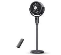 PELONIS Pedestal Circulator Fan with Remote - 20dB Ultra Quiet Standing Fan, 9 Speeds DC Motor, 9H Timer, Adjustable Height & 135°+100° Oscillation for Bedroom/Living Room, Black