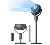 PELONIS Pedestal Fan, Air Circulator, 22ft/s, OmniFlow (135°+90°Auto Oscillation), 23 dB Quiet Floor Fan with 3 Speeds, Remote, 7H Timer, Memory Function, Adjustable Height, Standing Fan for Bedroom