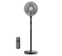 PELONIS Pedestal Fan with Remote Control and Touch Panel, 3D Oscillation, Ultra Quiet, 10m Airflow, Height Adjustable (60cm/111cm), 4 Speeds, Auto Timer, Easy Clean Grille Circulator Fan