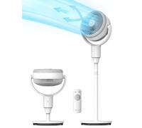 Pelonis Ultra-Quiet 3D Oscillating Pedestal Fan with Remote Control | 135° Horizontal & 85° Vertical Airflow Circulation | Adjustable Height Standing Fan for Bedroom&Office | 3 Speed Modes + 6H Timer