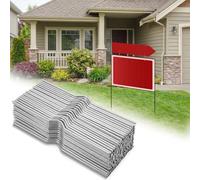 Pelopy 100 Pcs 4'' Heavy Duty Yard Sign Stakes for 4 mm Corrugated Plastic Signs Galvanized Rider Pin Link Two Signs for Outdoor Real Estate Garden Lawn Yard Decor