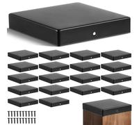 Pelopy 20 Pcs 6 x 6" Flat Pyramid Post Cap for True 5-1/2" x 5-1/2" Wood Posts Black Galvanized Powder Coated Steel Weatherproof Caps Cover for Decks, Porches, or Corridors Mailbox