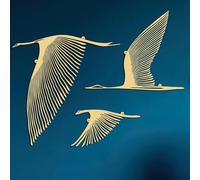 Pelopy 3 Pcs Gold Flying Birds Metal Minimalist Bird Art Wall Decor Rustic Modern Home Decor for Living Room Bedroom Yard Garden Gift for Mother's Day Housewarming