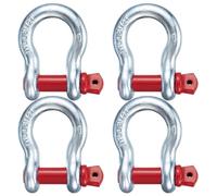Pelopy 4 Pack 1 Inch D Ring Shackles Heavy Duty Bow Shackle with 1-1/8'' Screw Pin, 8.5 Tons / 18739 Lbs Working Load Limit for Towing Rigging Lifting Moving Winch Recovery