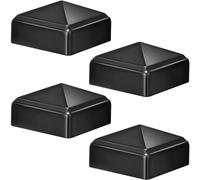 Pelopy 4 Pcs Aluminum Pyramid Post Caps for True 2" x 2" Wood/Metal Fence Posts of Decks or Corridors, Black Fence Post Caps Outdoor Mailbox Post Cover