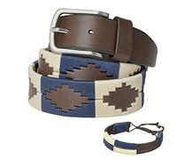 PELPE - Argentine leather belt, with matching string and leather bracelet. Belt embroidered on leather, for men and women. Argentine Polo Belts